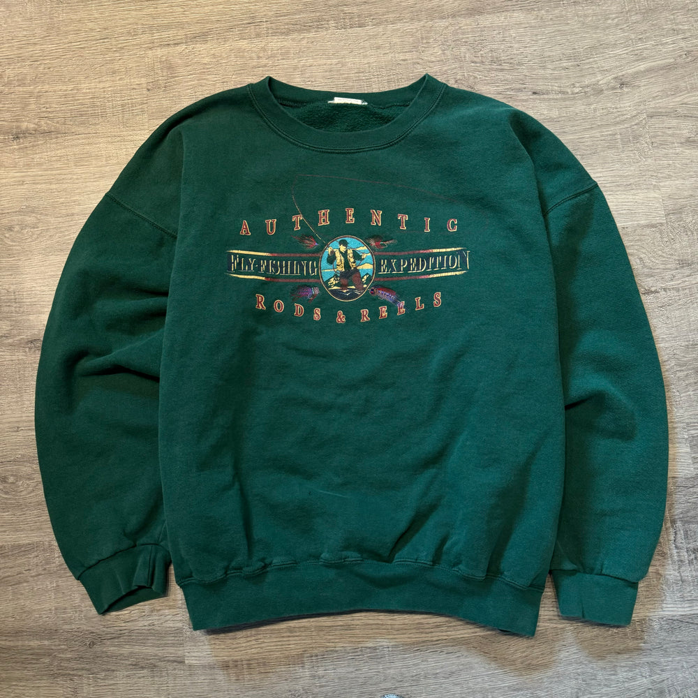 Vintage 90's FLY FISHING Expedition Rods & Reels Sweatshirt