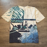 Vintage 1992 NEWPORT BLUE Sailing All Over Print Tshirt