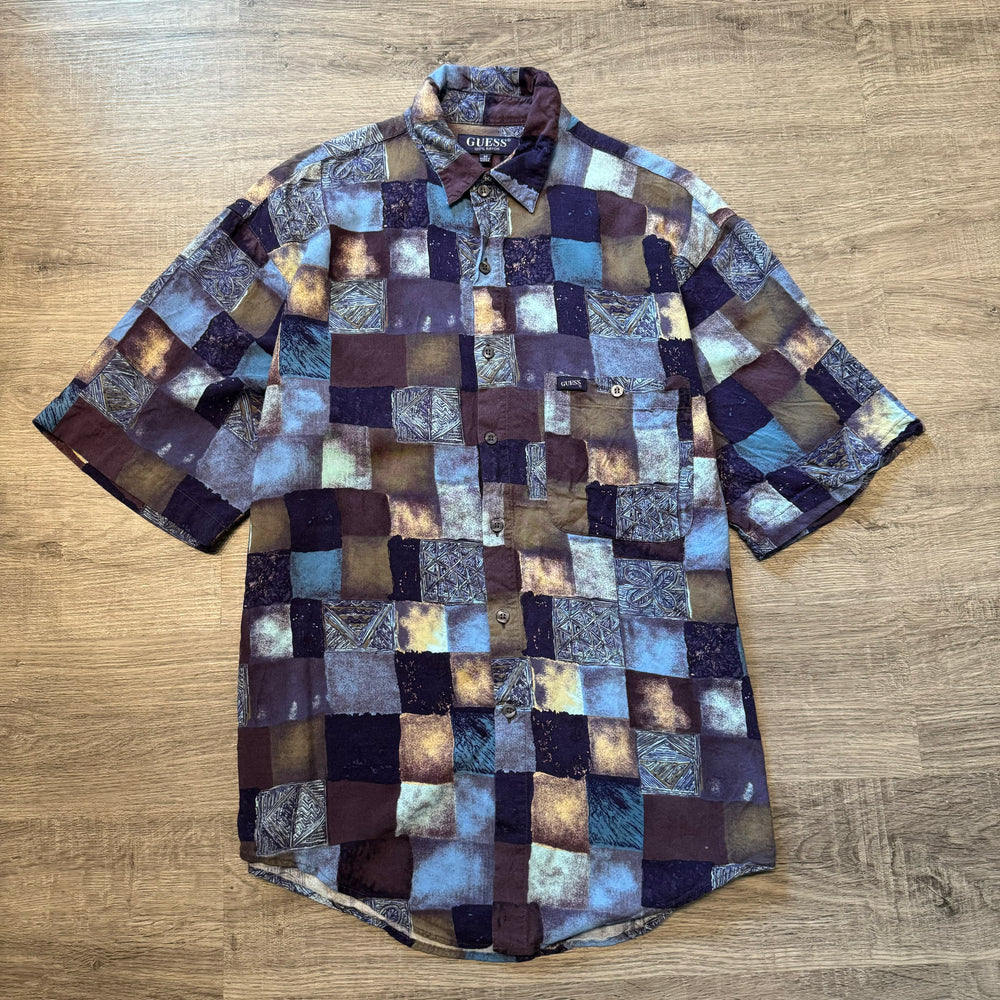 Vintage 90's GUESS Patterned Rayon Shirt