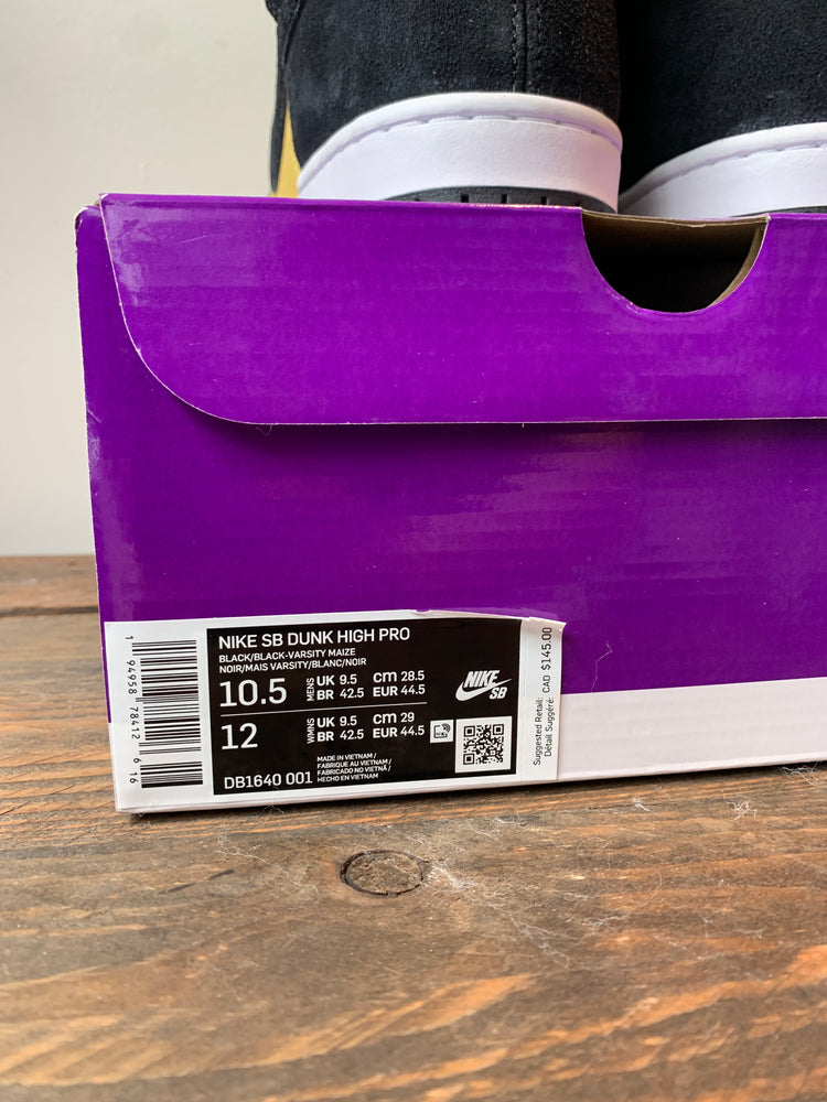 Nike SB Dunk High Pro Size 10.5 - New w/box (Black Varsity Maize)