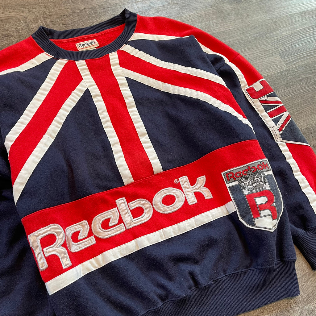 Vintage 90s Reebok Sweatshirt Crewneck Reebok Union Jack Flag Logo