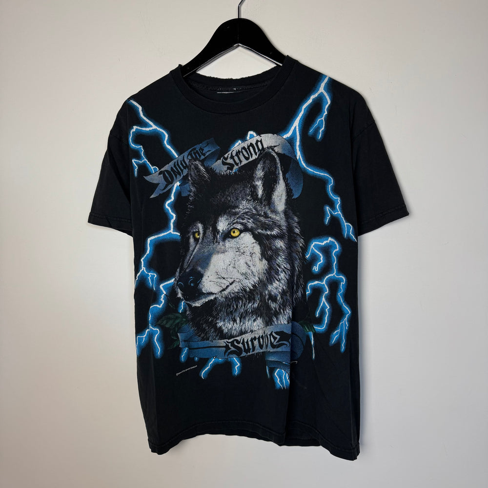 Vintage 90's USA Thunder WOLF Wildlife All Over Print Tshirt