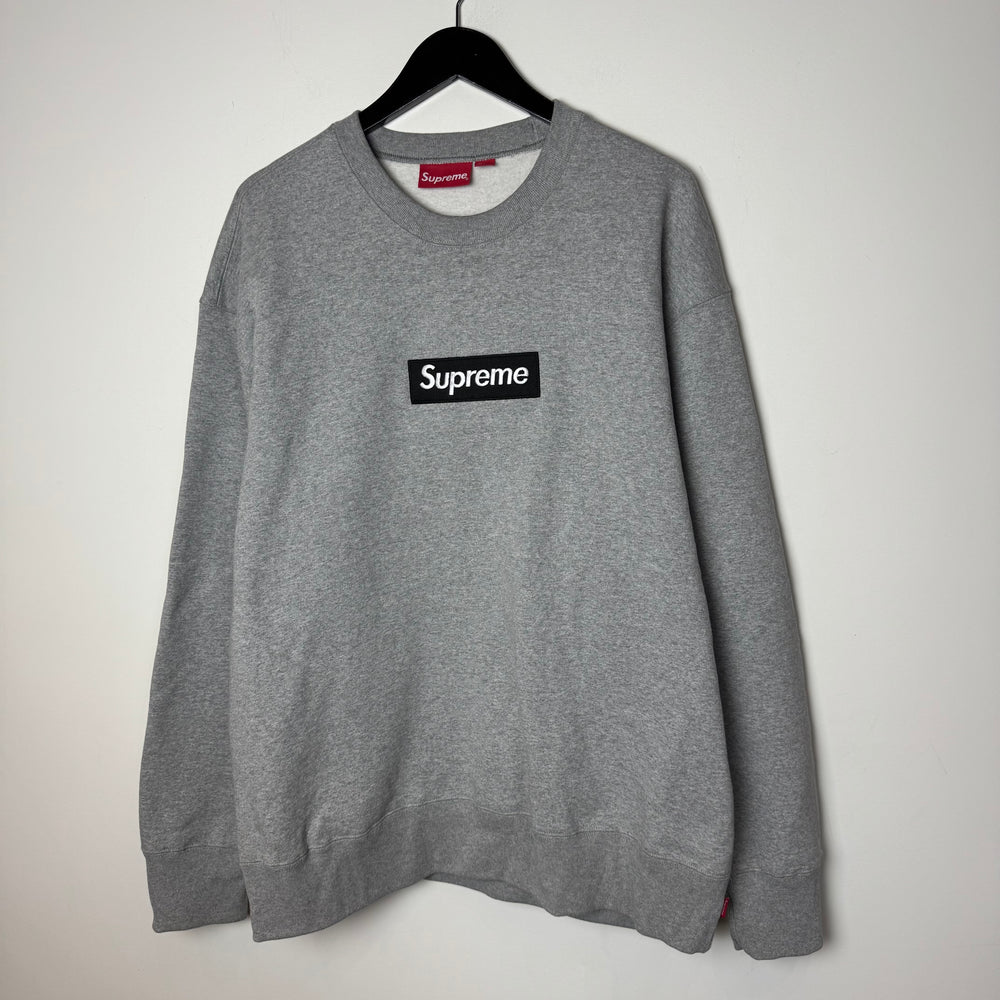 SUPREME F/W 2022 Black on Grey Box Logo Crewneck Sweatshirt