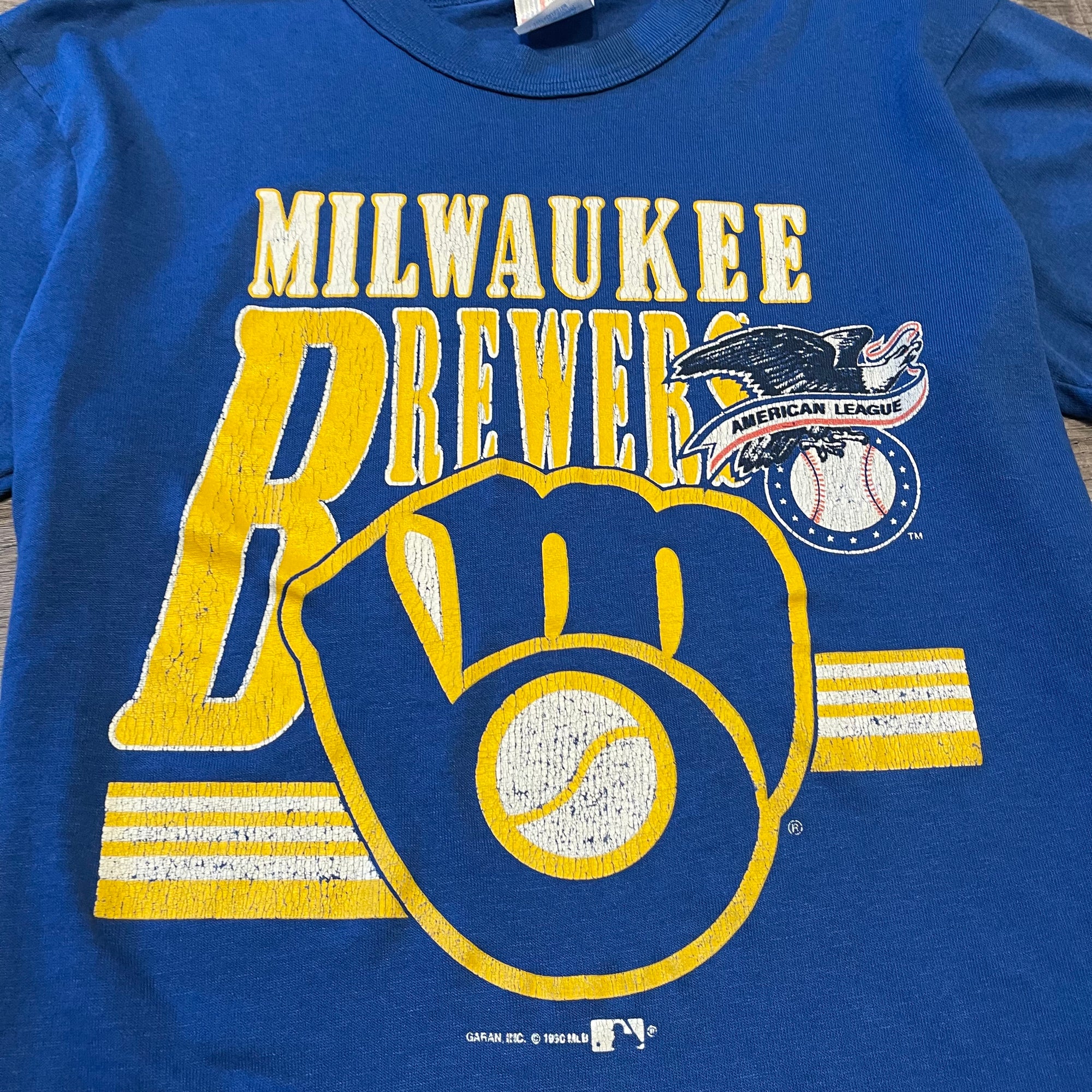 Vintage 90s Navy Majestic Milwaukee Brewers T-Shirt - X-Small