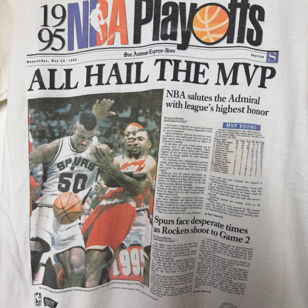 Vintage 1995 NBA Playoffs Newspaper Print Tshirt