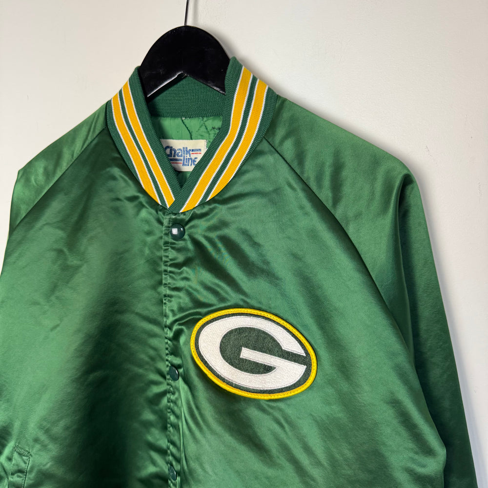 Vintage 90's NFL Green Bay PACKERS Chalkline Satin Bomber Jacket