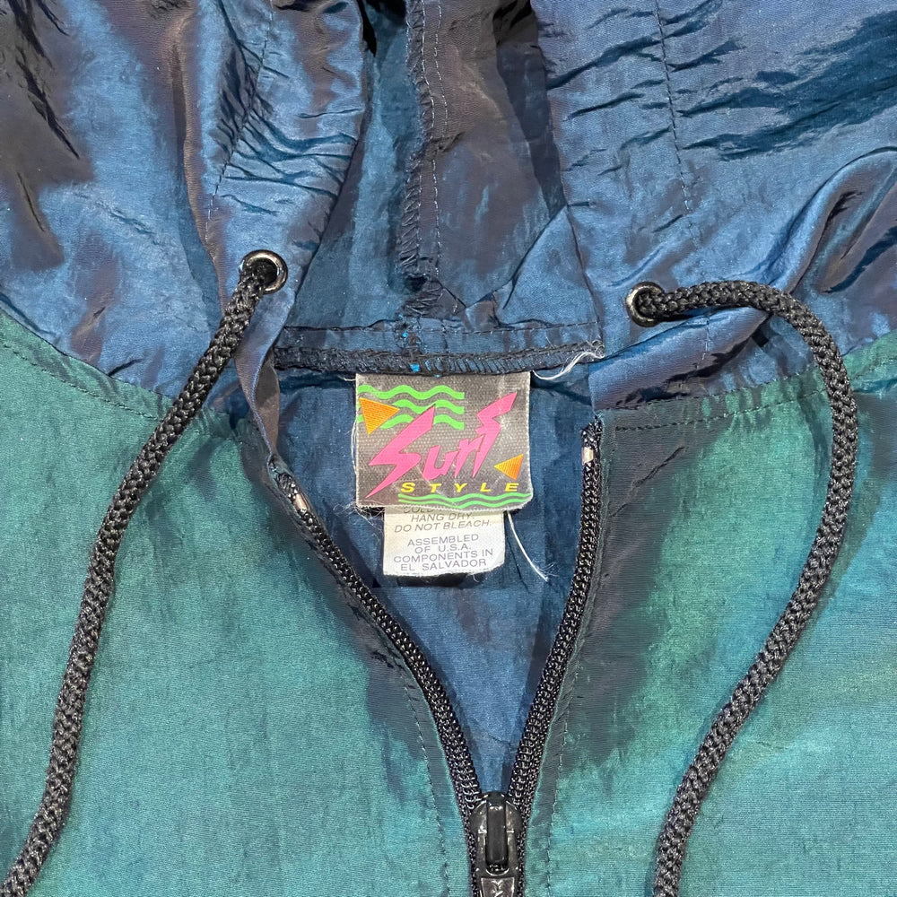 Vintage 90s SURF STYLE Iridescent Anorak Windbreaker Jacket