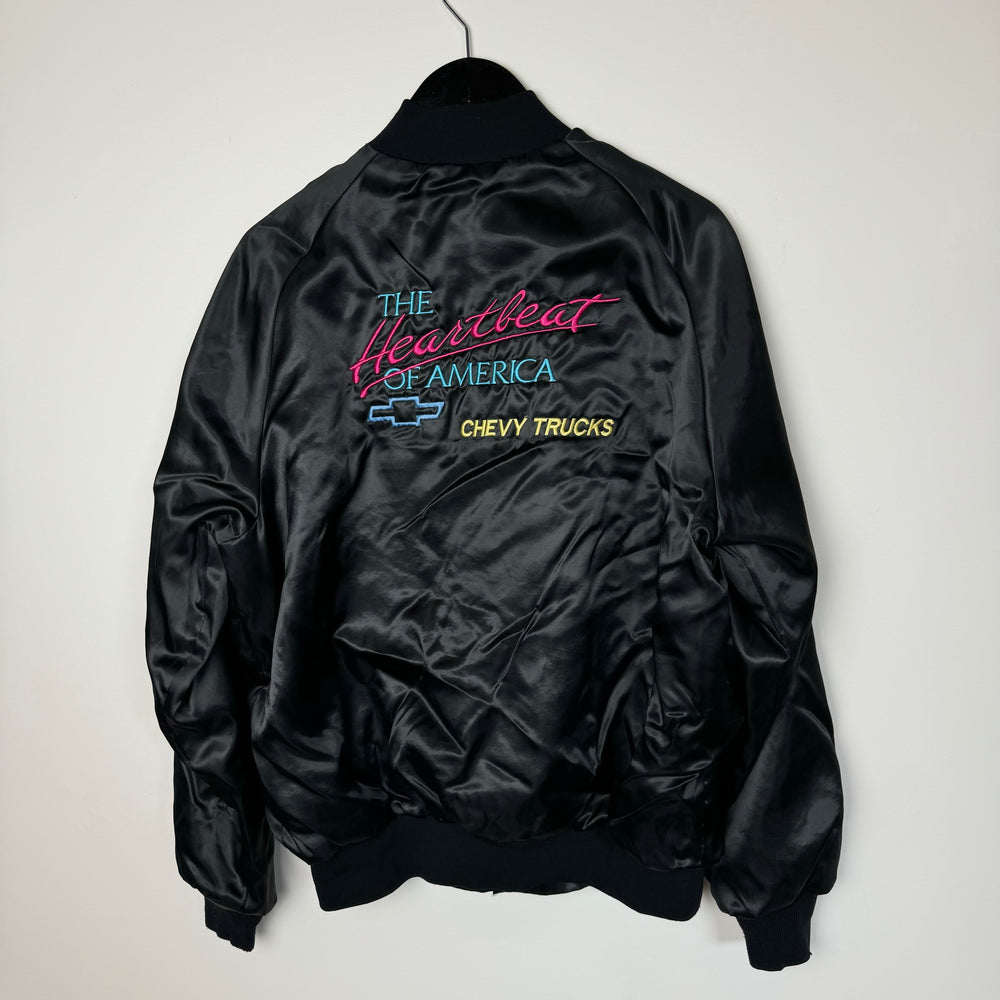 Vintage 1980's CHEVROLET Heartbeat of America Satin Bomber Jacket