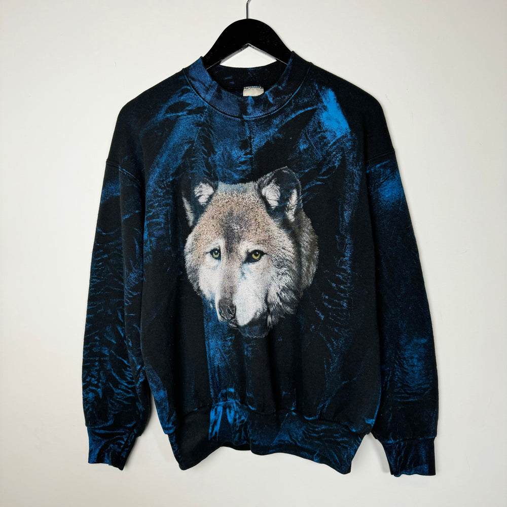 Vintage 90's WOLF Wildlife All Over Print Sweatshirt