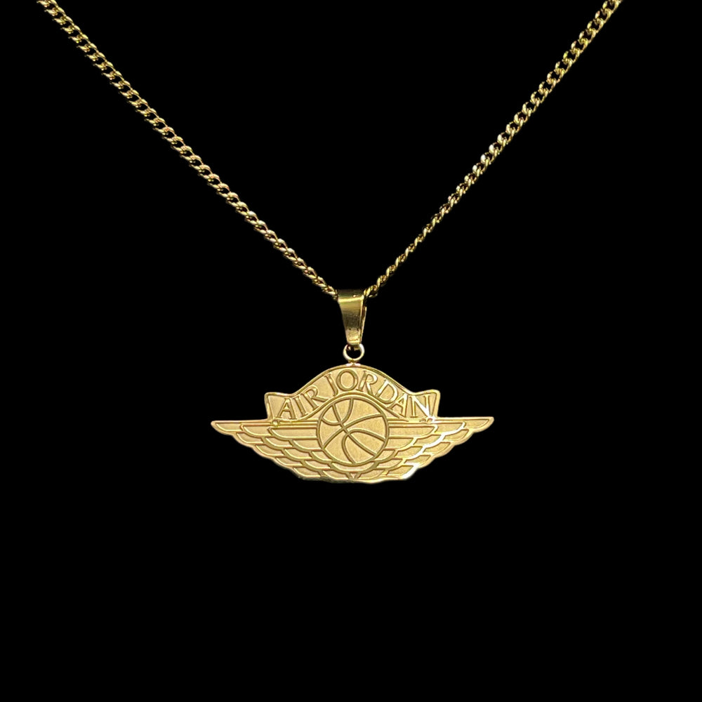 JUMPMAN Air Pendant and Chain: Gold Finish