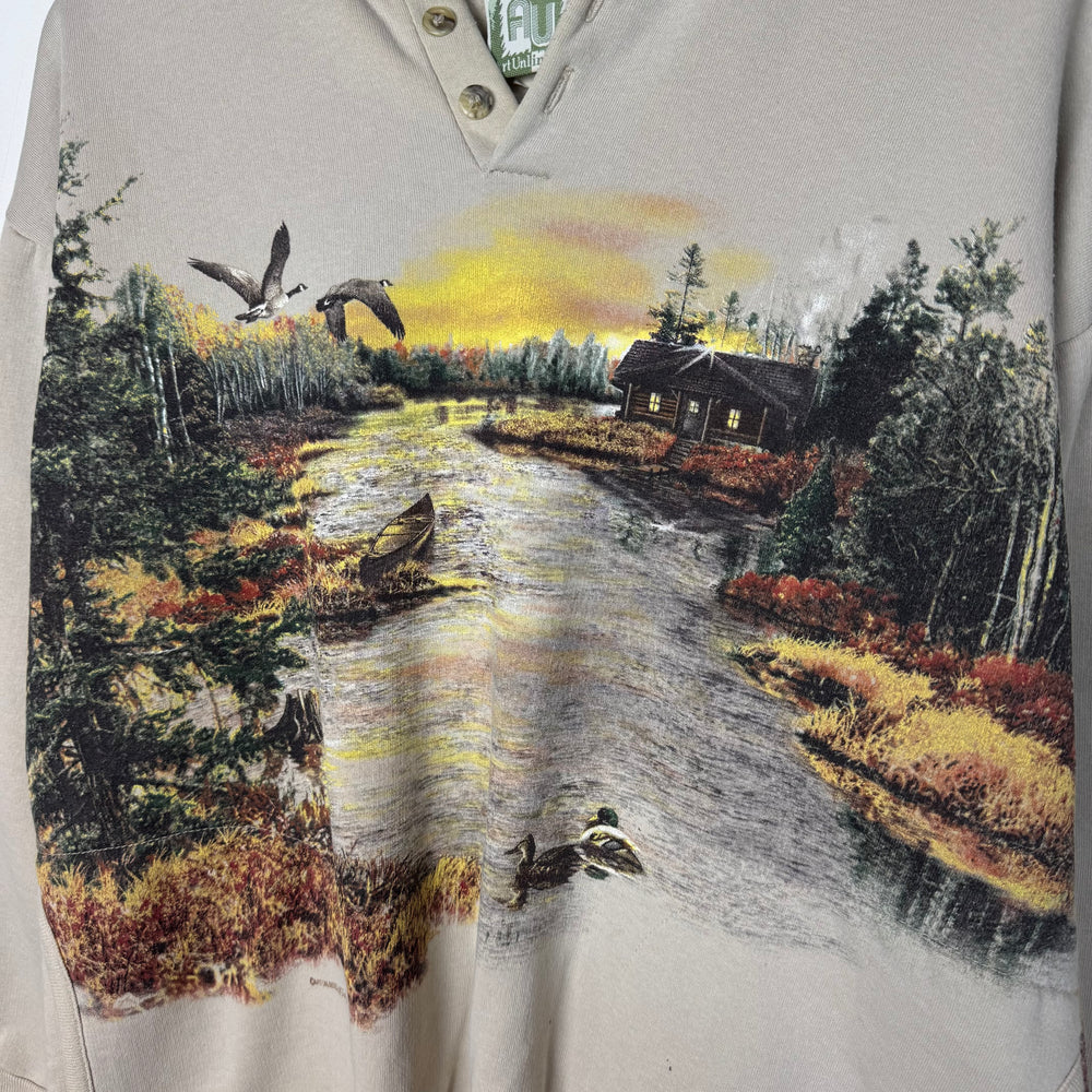 Vintage 90's COTTAGE Wildlife Nature All Over Print Sweatshirt