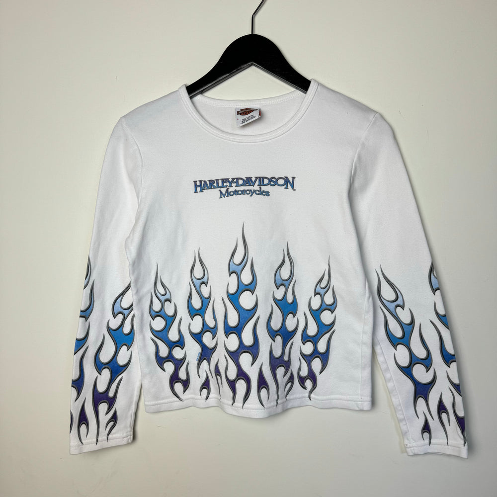 Vintage 2003 HARLEY DAVIDSON Women's Long Sleeve Flaming Shirt