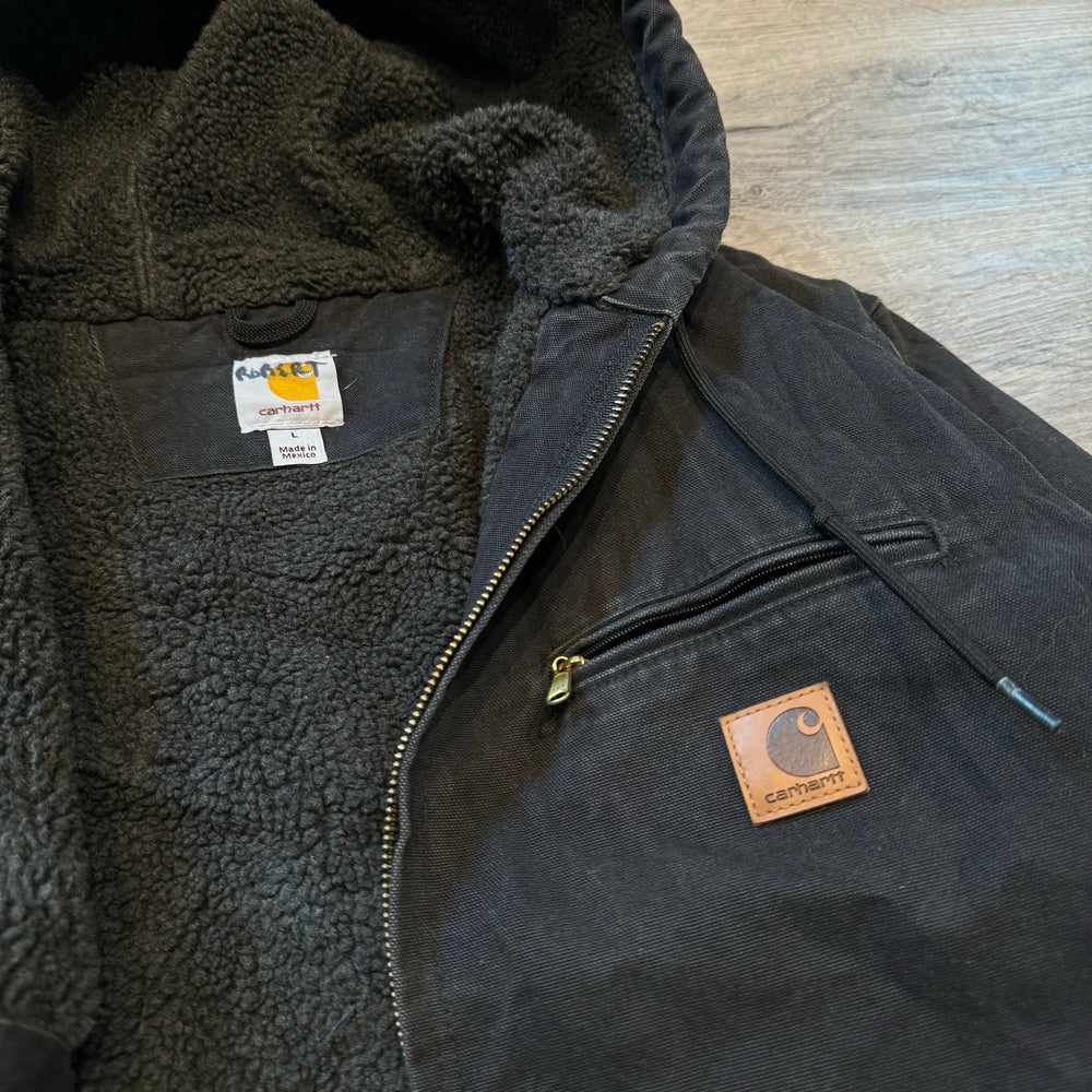 Vintage CARHARTT Sherpa Fleece Lined Hooded Detroit Jacket