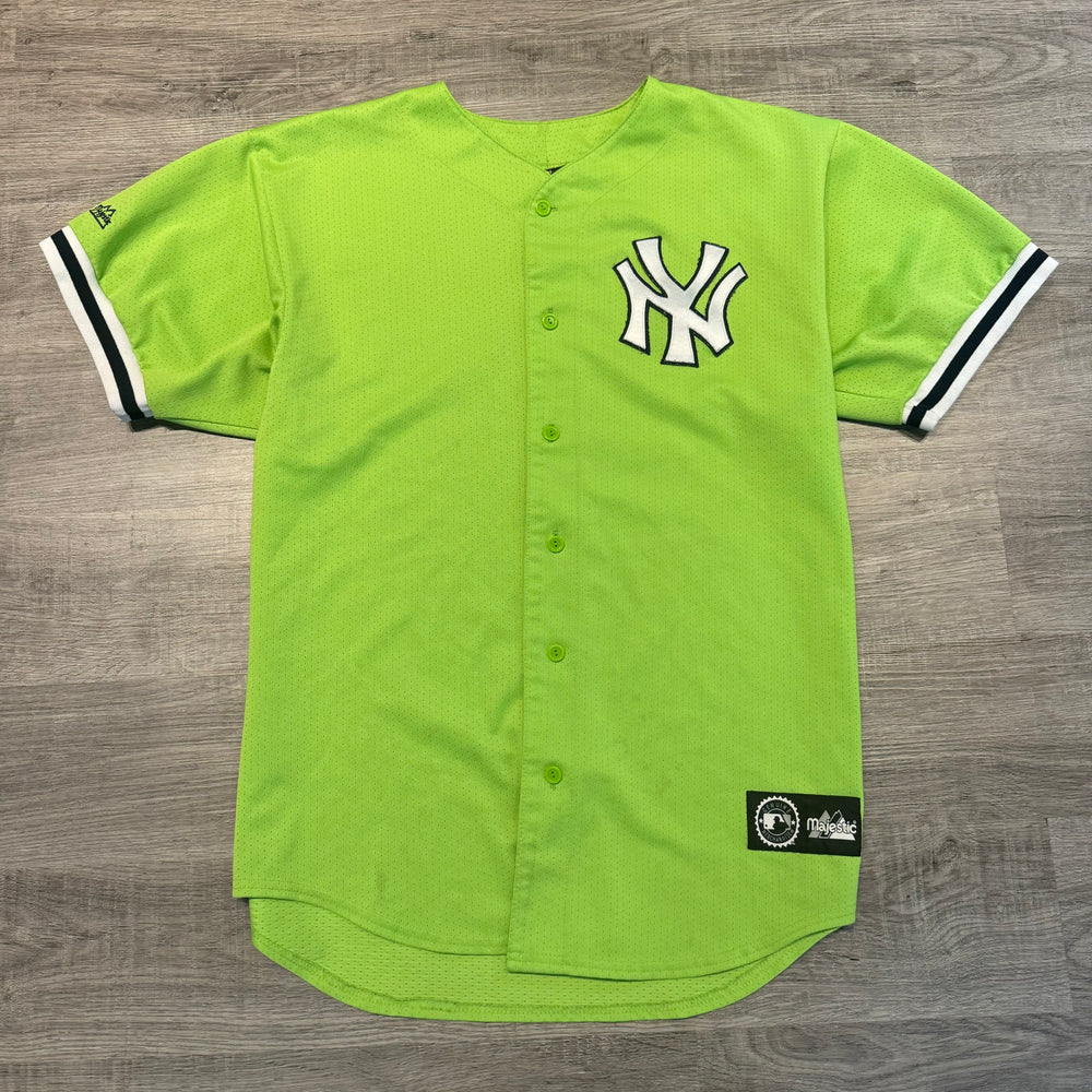 Vintage 90's MLB New York YANKEES Lime Green Baseball Jersey