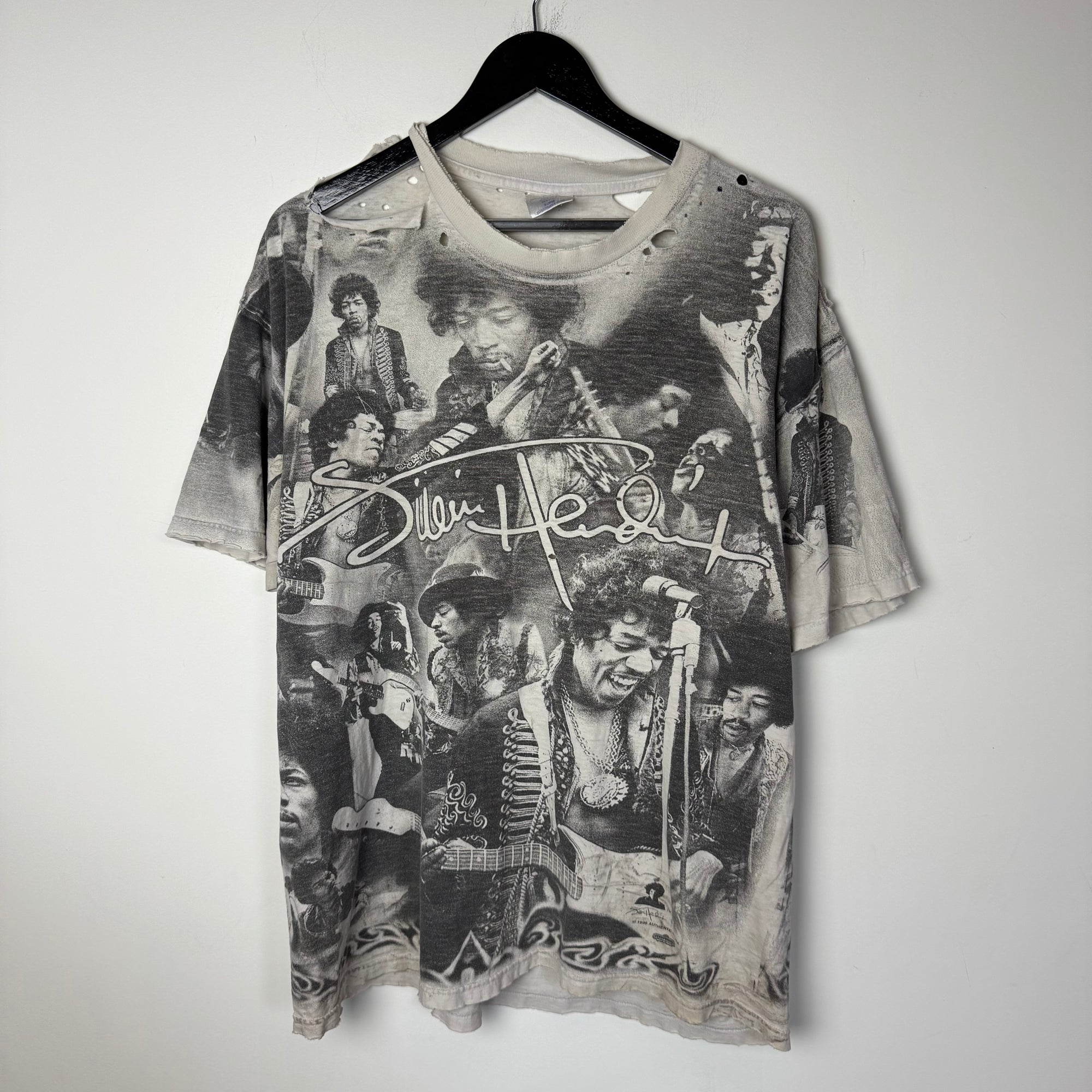 Vintage 90's JIMI HENDRIX Distressed All Over Print Tshirt