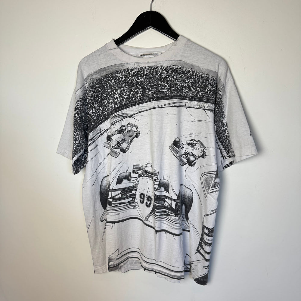 Rare Vintage 90's FORMULA ONE Racing F1 All Over Print Tshirt