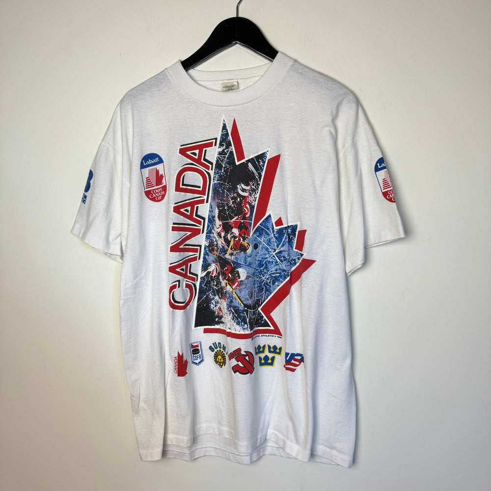 Vintage 90's Team CANADA World Hockey Championship All Over Print Tshirt