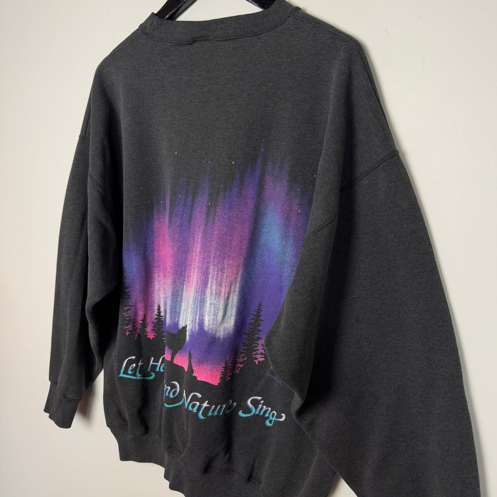 Vintage 90's Aurora Borealis WILDLIFE Northern Lights Sweatshirt