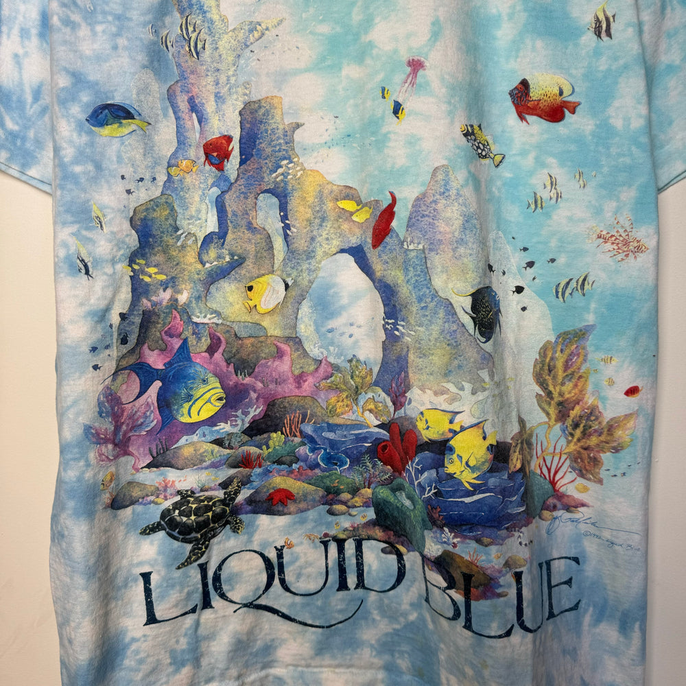 Vintage 1992 LIQUID BLUE Coral Reef Wildlife Tie Dye Tshirt