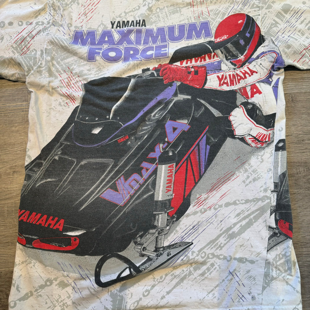 Vintage 90's YAMAHA Snowmobiles MAXIMUM FORCE All Over Print Tshirt