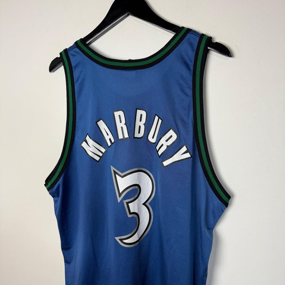 Vintage 90's NBA Minnesota TIMBERWOLVES Marbury Champion Jersey