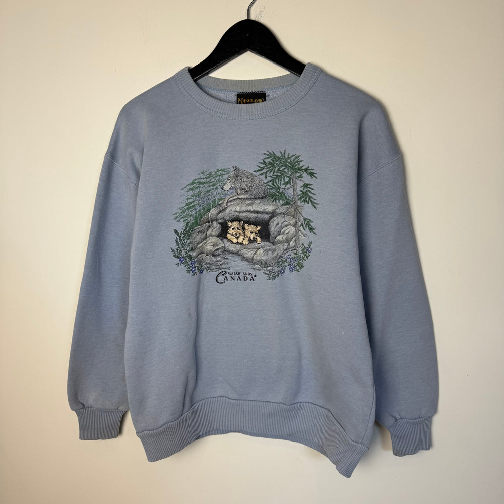 Vintage 90's Canadian Marshlands WOLF Wildlife Sweatshirt