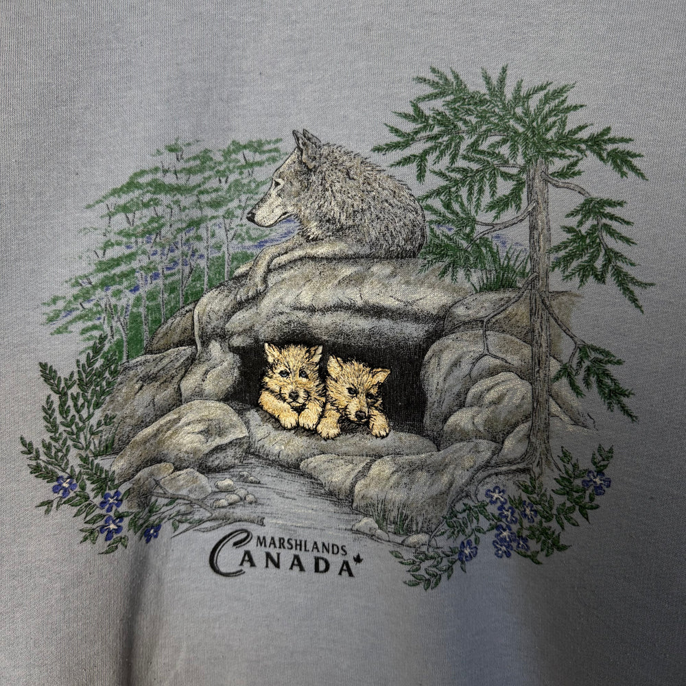 Vintage 90's Canadian Marshlands WOLF Wildlife Sweatshirt