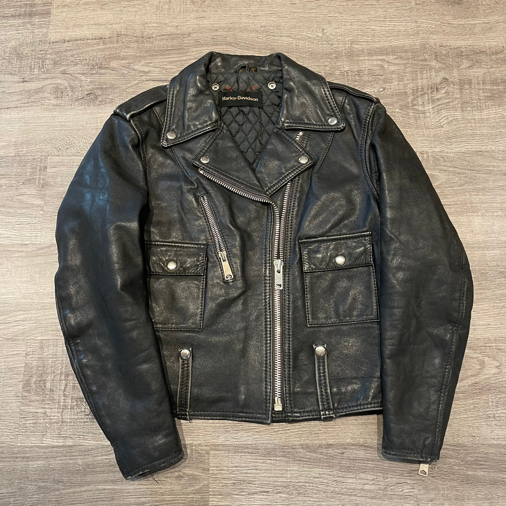 Distressed leather harley davidson jacket deals