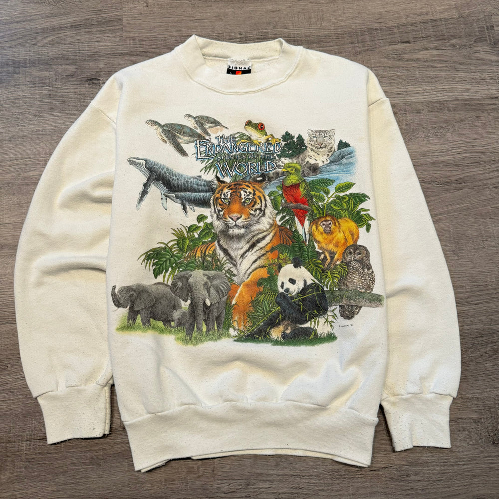 Vintage 1991 ENDANGERED SPECIES Wildlife Sweatshirt