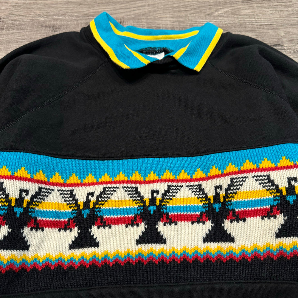 Vintage 1980's Patterned Collared Sweatshirt