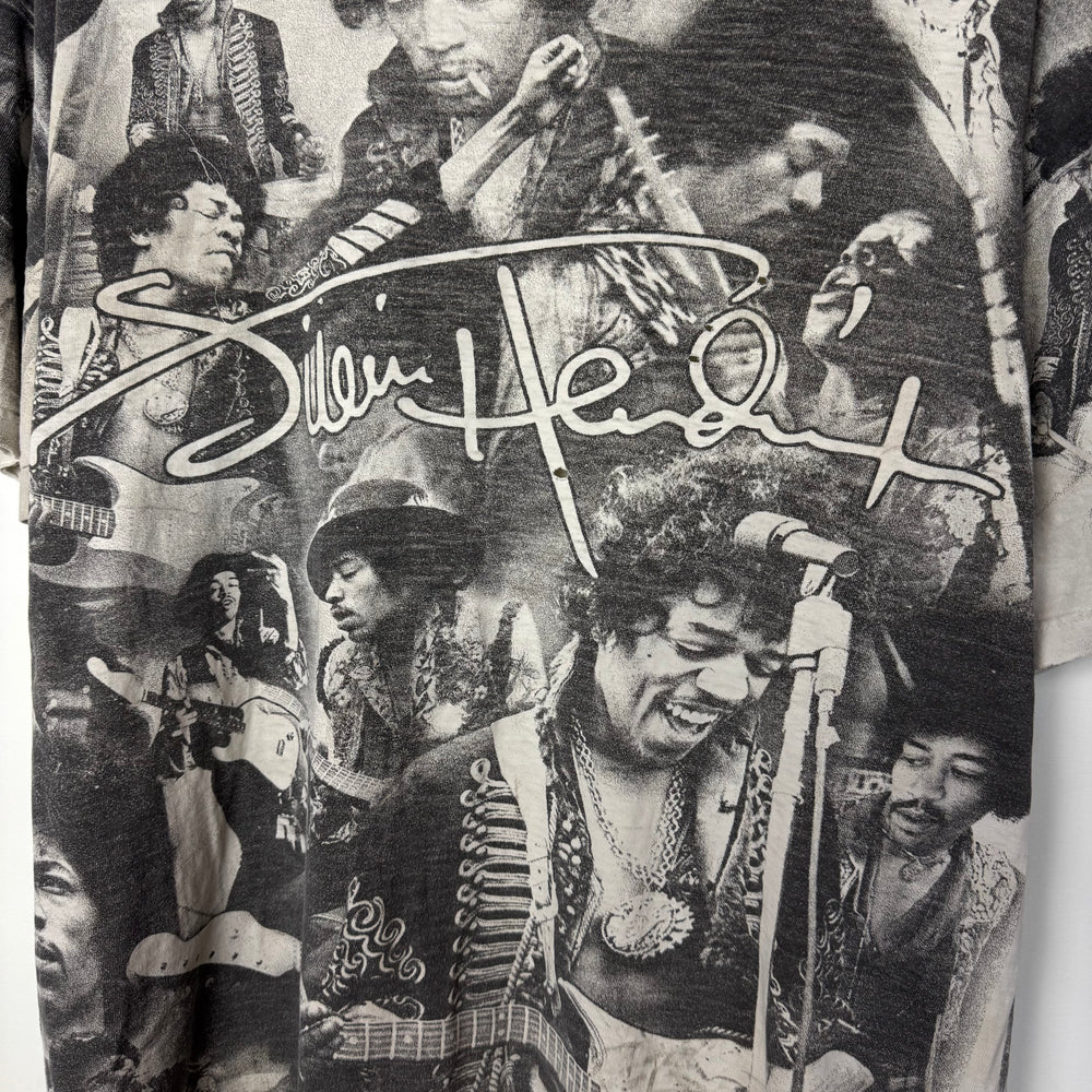 Vintage 90's JIMI HENDRIX Distressed All Over Print Tshirt