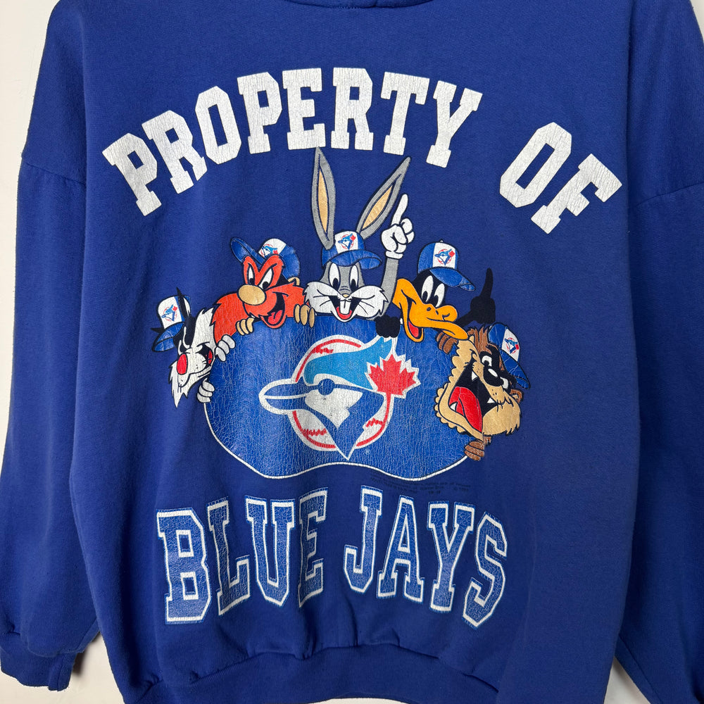 Vintage 90's MLB Toronto BLUE JAYS Looney Tunes Hoodie Sweatshirt