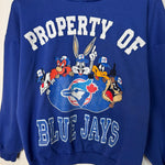 Vintage 90's MLB Toronto BLUE JAYS Looney Tunes Hoodie Sweatshirt