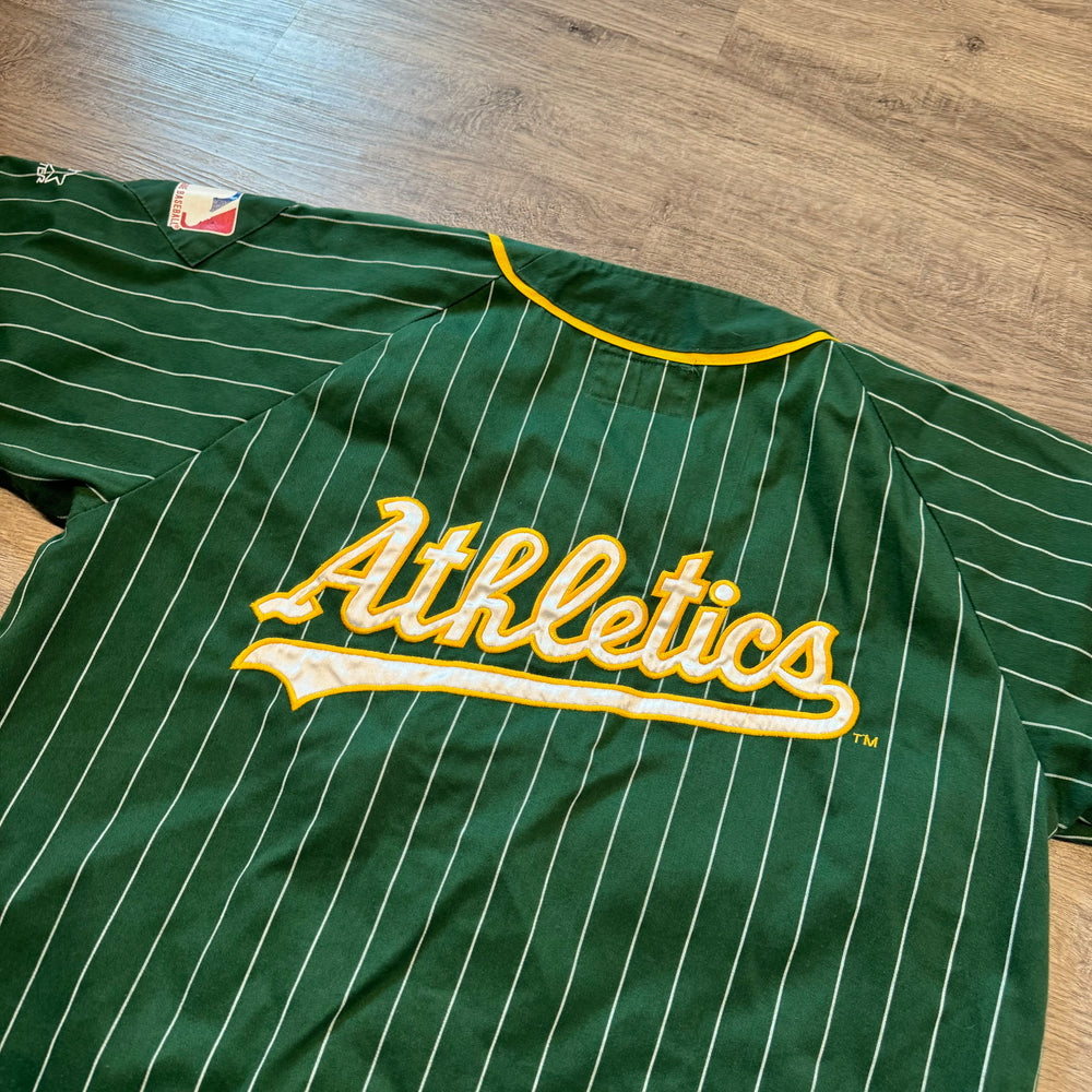 Vintage 90's MLB Oakland Athletics STARTER Pinstripe Baseball Jersey