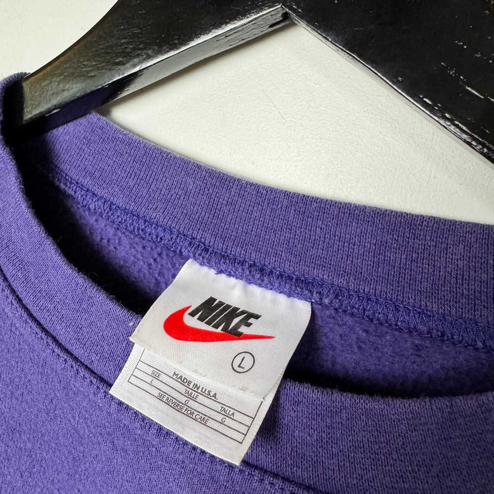 Vintage 90's NIKE Embroidered Spell Out Crewneck Sweatshirt Made in USA
