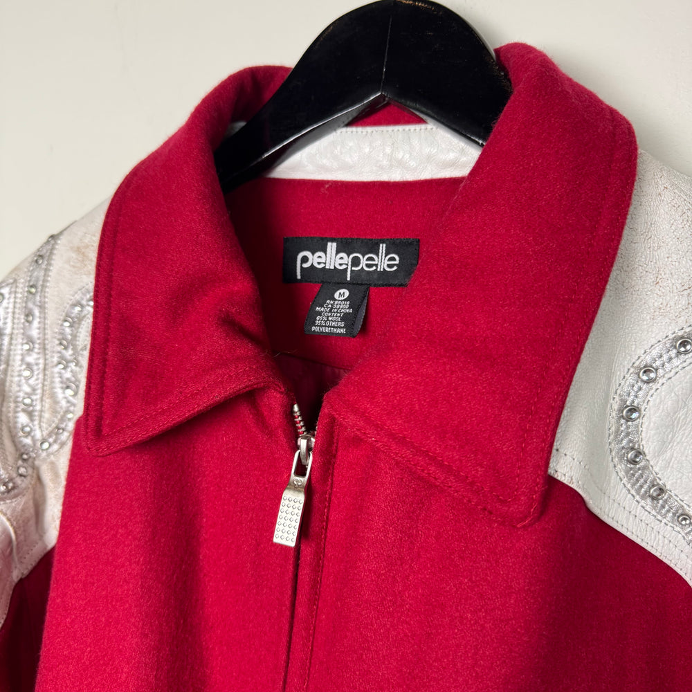 Vintage PELLE PELLE Wool & Leather Embellished Bomber Jacket