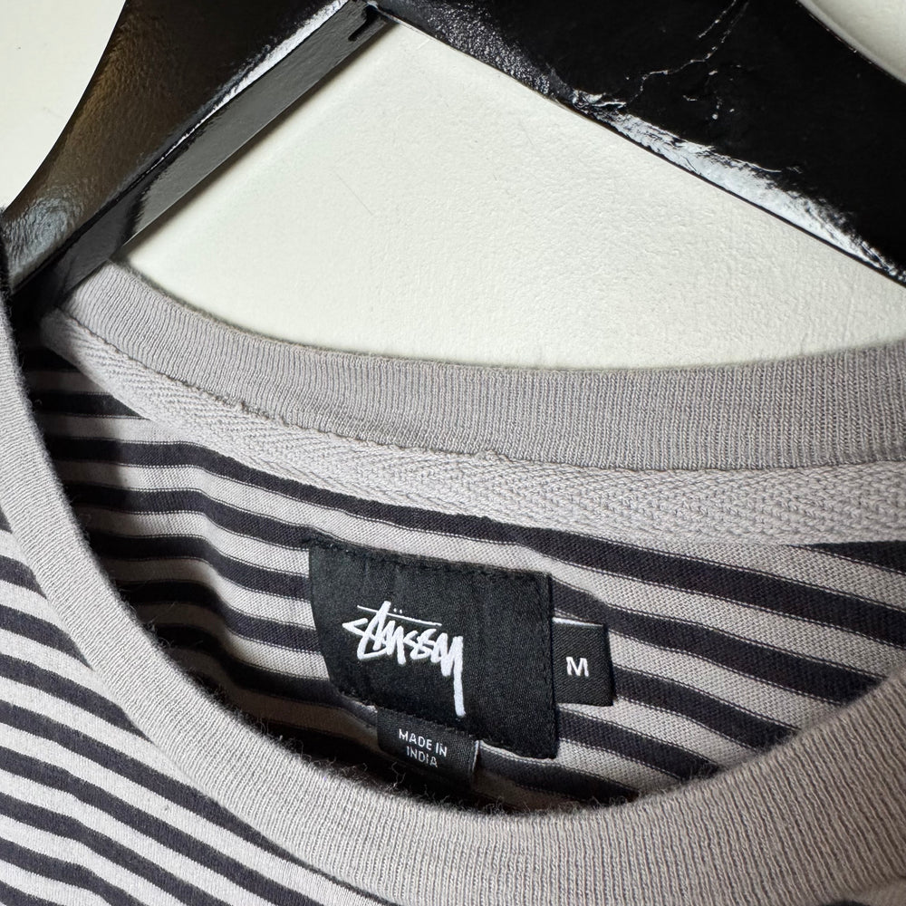 STUSSY Striped Spell Out Tshirt
