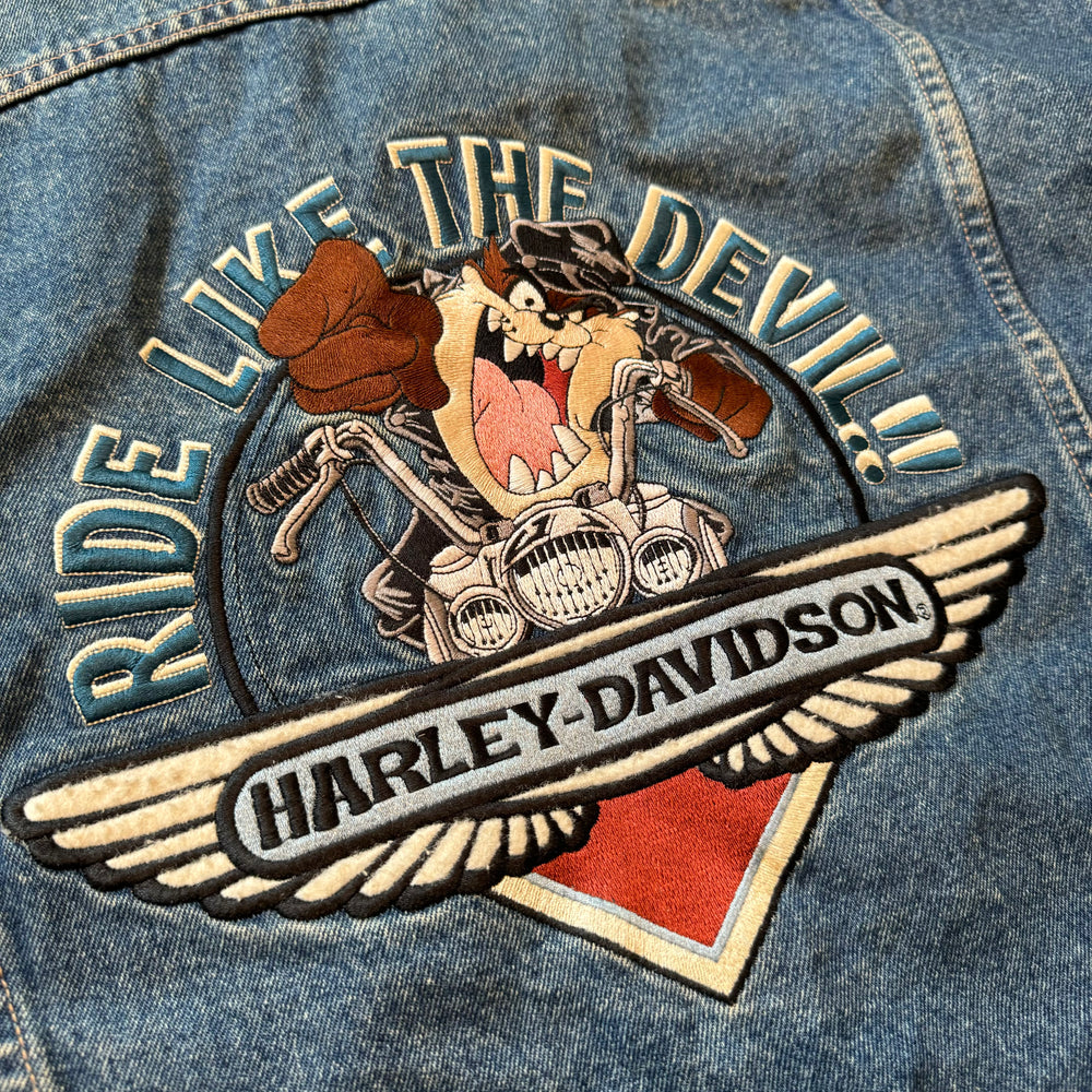 Vintage 90's HARLEY DAVIDSON Looney Tunes Taz Denim Jacket