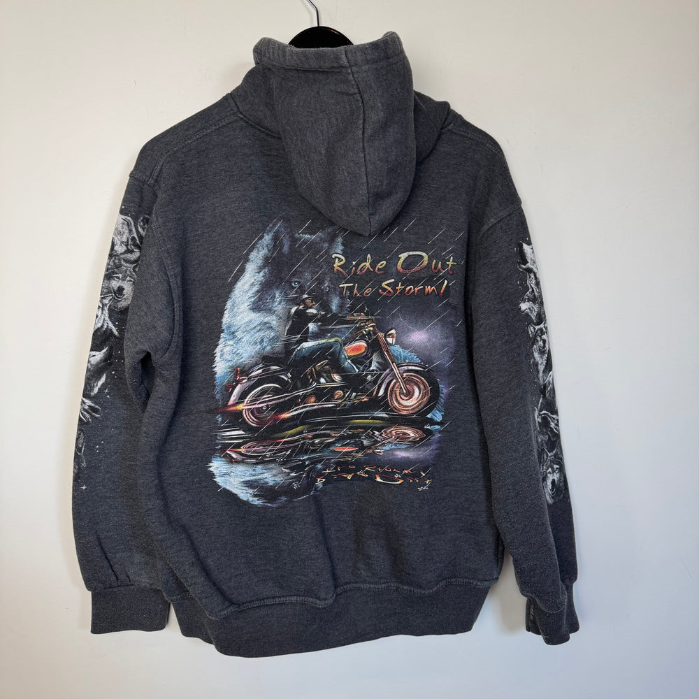 Vintage RIDE OUT THE STORM Biker Hoodie Sweatshirt