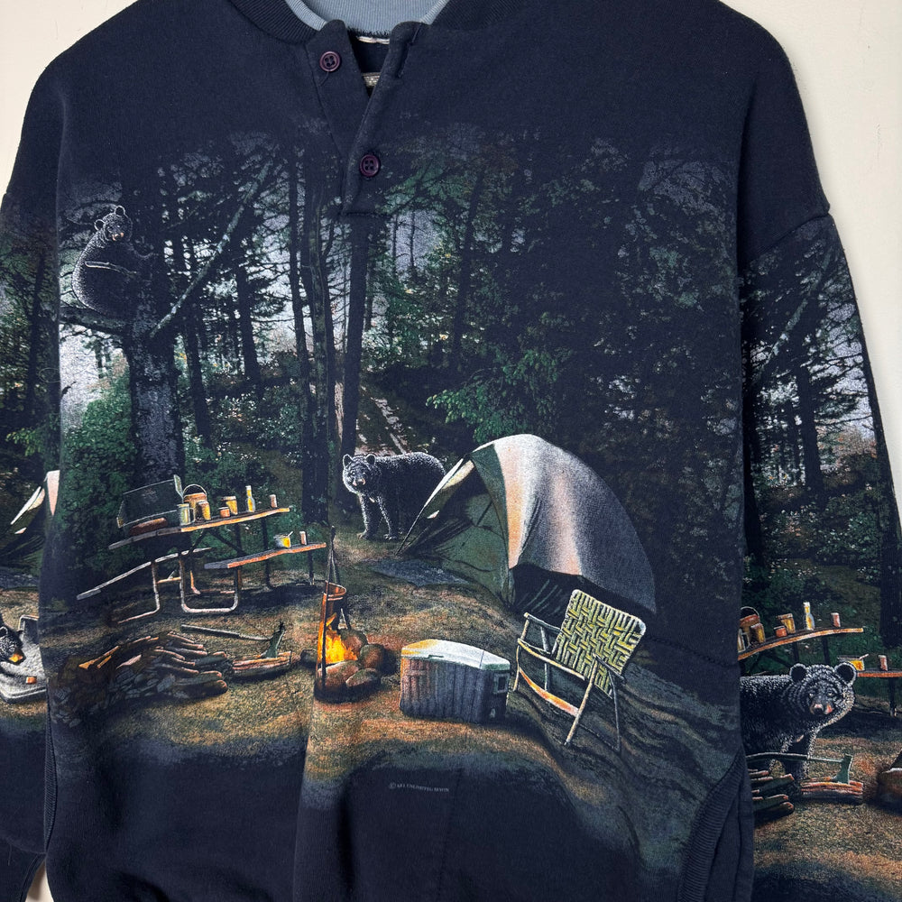 Vintage 90's CAMPING Wildlife All Over Print Sweatshirt