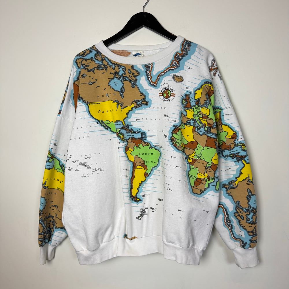 Vintage 90's WORLD MAP All Over Print Sweatshirt