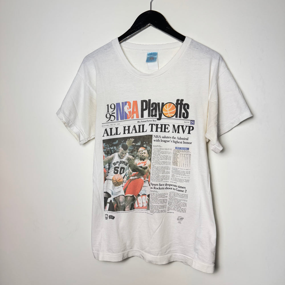 Vintage 1995 NBA Playoffs Newspaper Print Tshirt