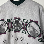 Vintage 1993 WOLF Wildlife Henley Sweatshirt