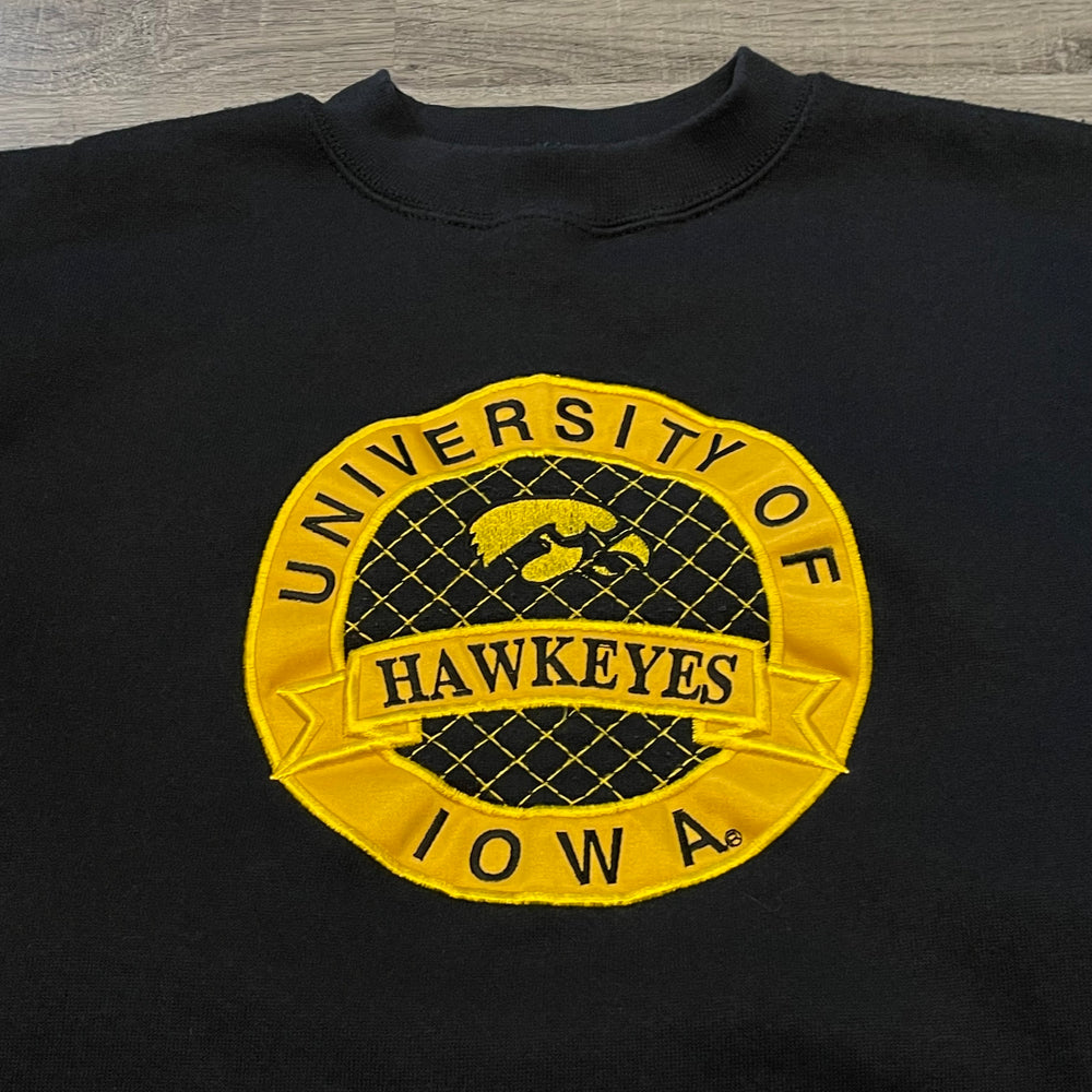 Vintage 90s IOWA Hawkeyes Embroidered Varsity Crewneck Sweatshirt