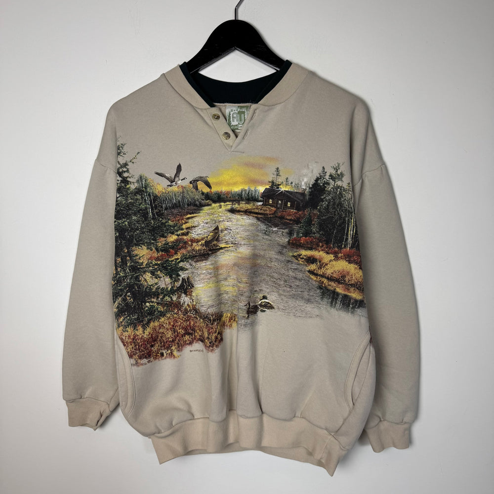 Vintage 90's COTTAGE Wildlife Nature All Over Print Sweatshirt