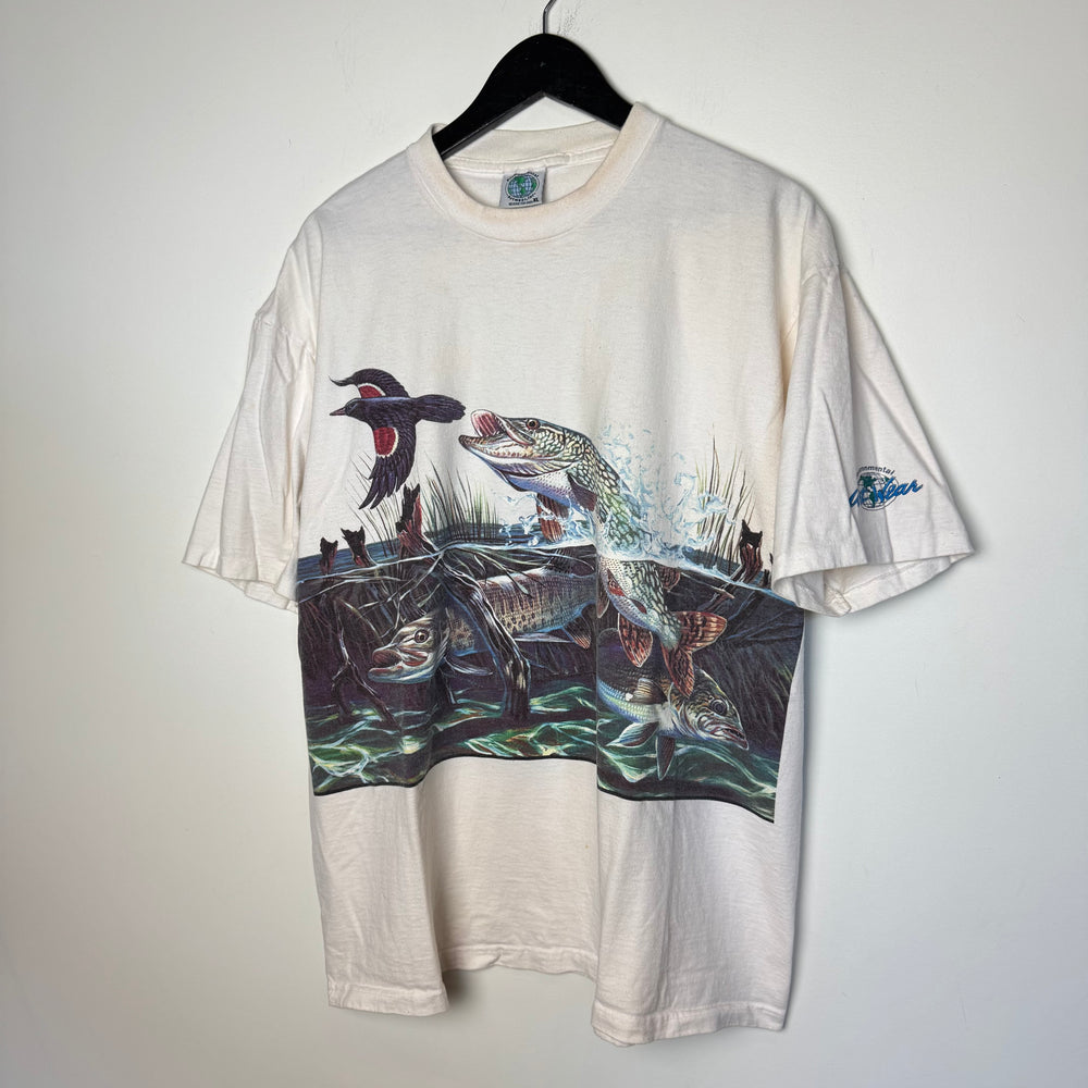 Vintage 90's GREAT LAKES GAME Fishing Wildlife Tshirt