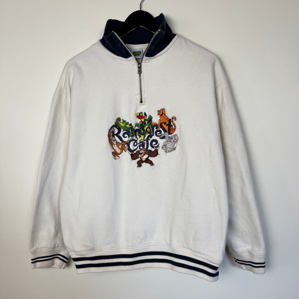 Vintage RAINFOREST CAFE Embroidered 1/4 Zip Sweatshirt