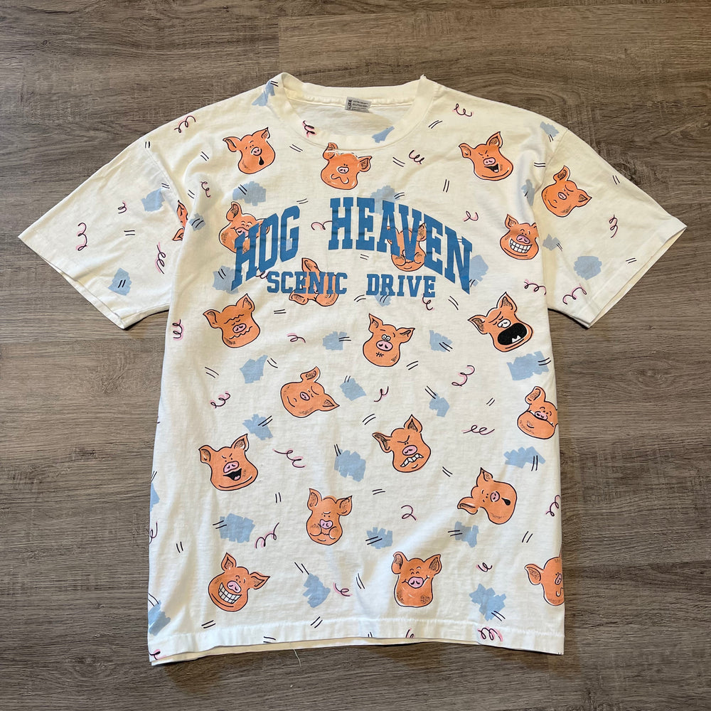 Vintage 90's HOG HEAVEN Piggie All Over Print Tshirt