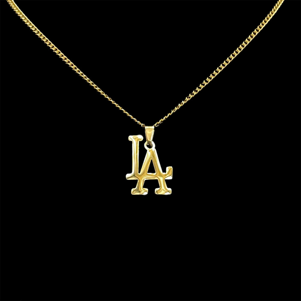 LA Los Angeles Pendant and Chain: Gold Finish