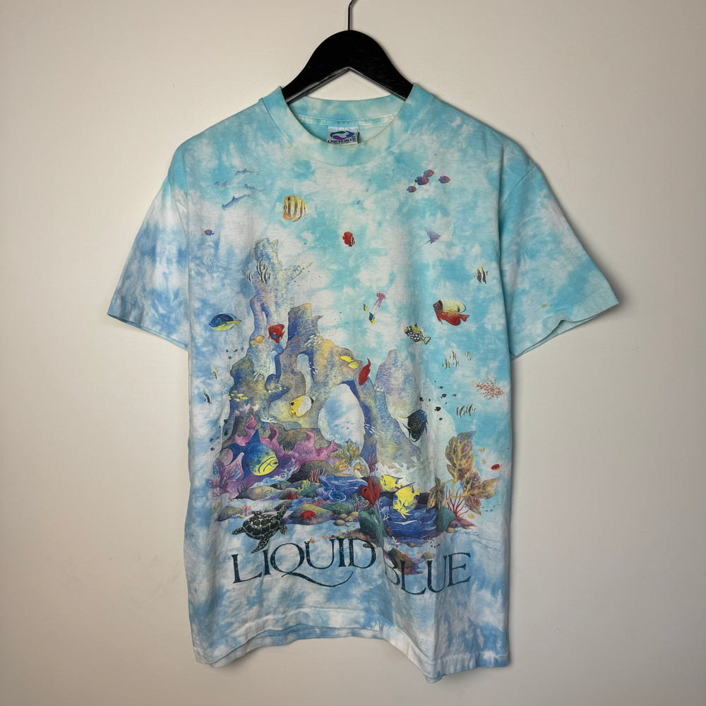 Vintage 1992 LIQUID BLUE Coral Reef Wildlife Tie Dye Tshirt